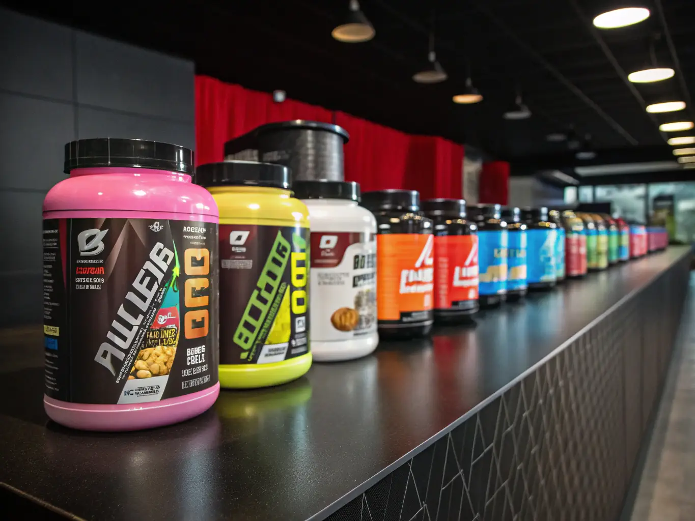 A vibrant image showcasing a variety of protein powders in different flavors, arranged in an appealing manner to highlight the range of options available at Nutri Nexus.